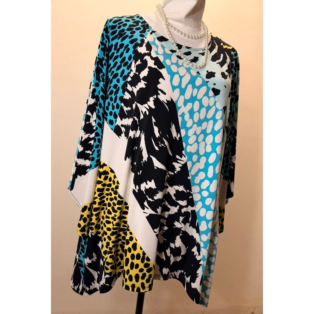 Animal Tunic Top  Patchwork w/ Bell Sleeve Artsy Boho  27